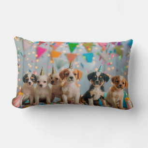 Coussin Rectangle Conception de célébration d'anniversaire de chiots