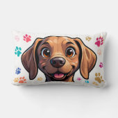 Coussin Rectangle Conception de chiots avec accent d'empreinte de pa (Verso)