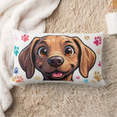 Coussin Rectangle Conception de chiots avec accent d'empreinte de pa (Couverture)