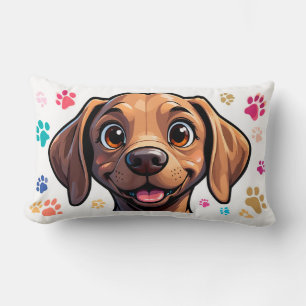 Coussin Rectangle Conception de chiots avec accent d'empreinte de pa