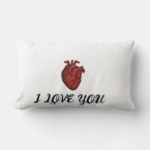 Coussin Rectangle Conception de cœur anatomique « JE T'AIME »