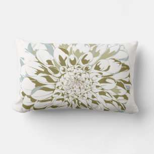 Coussin Rectangle Conception de fleur de dahlia blanche