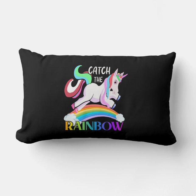 Coussin Rectangle Conception de licorne arc-en-ciel Catch (Recto)