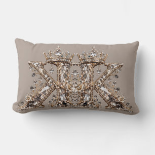 Coussin Rectangle Conception de luxe en cristal beige avec la lettre