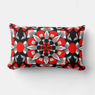 Coussin Rectangle Conception de mandala géométrique vif avec rouge,