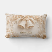 Coussin Rectangle Conception de mariage élégante avec cloches et ros (Verso)