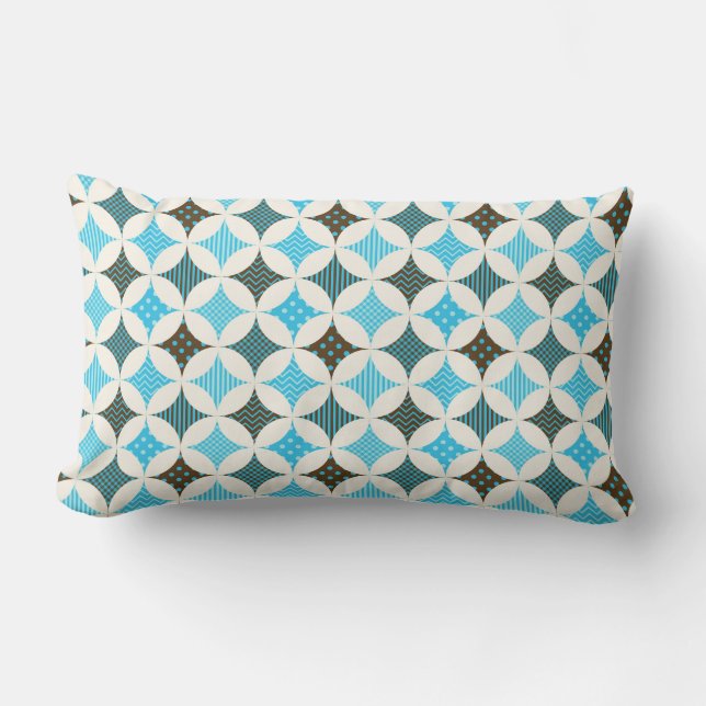 Coussin Rectangle Conception de motif de cercle de diamant de gris (Recto)