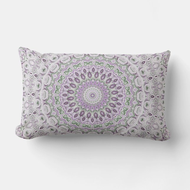 Coussin Rectangle Conception de motif mandala lavande et vert (Recto)