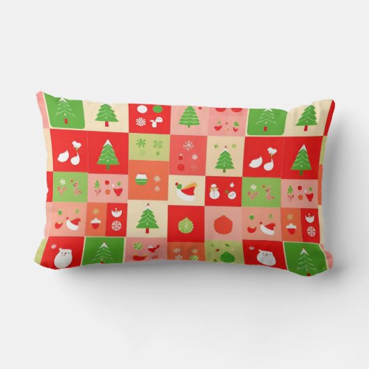 Coussin Rectangle Conception de Noël festive avec des icônes de vaca (Verso)