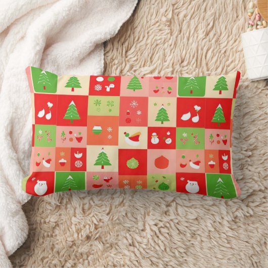 Coussin Rectangle Conception de Noël festive avec des icônes de vaca (Couverture)