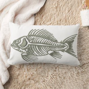 Coussin Rectangle Conception de pêche d'ossature de poisson