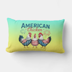Coussin Rectangle Conception de poulet américain patriotique du 4 ju