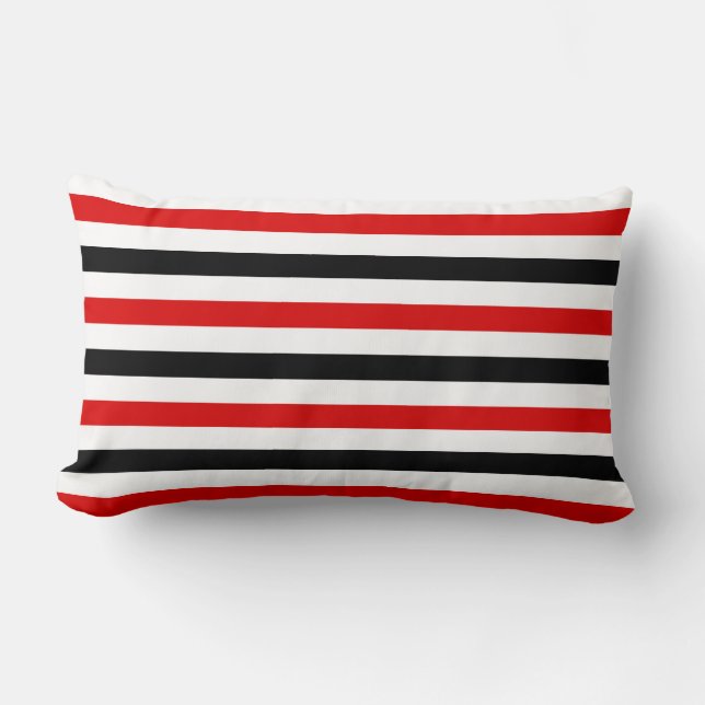 Coussin Rectangle Conception de rayures rouges noires et blanches (Recto)