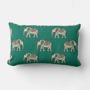 Coussin Rectangle Conception d'éléphant vert lombaire