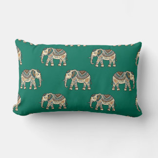 Coussin Rectangle Conception d'éléphant vert lombaire