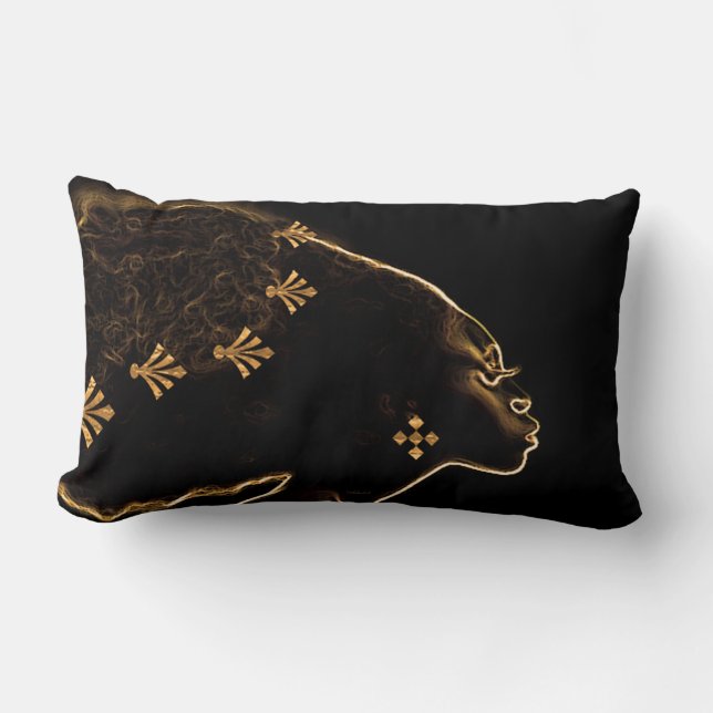 Coussin Rectangle Conception femme en bronze africaine (Recto)