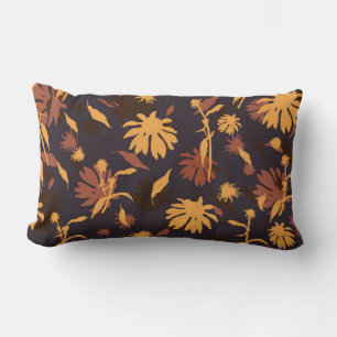 Coussin Rectangle Confleurs modernes élégants Jaune Orange gris fonc