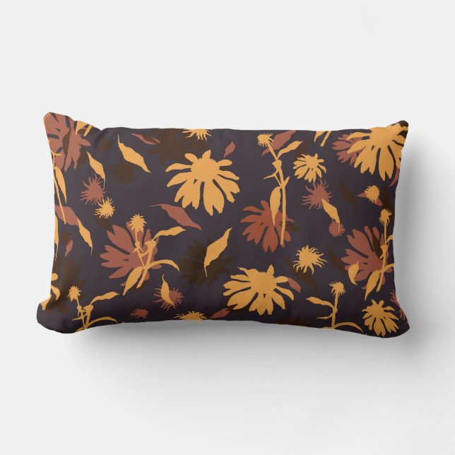 Coussin Rectangle Confleurs modernes élégants Jaune Orange gris fonc (Recto)