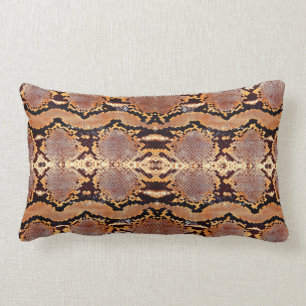 Coussin Rectangle Constricts de boa Brown naturel Exotic Snakeskin