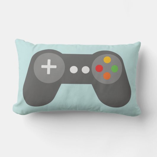Coussin Rectangle Contrôleur de jeux vidéo bleu clair (Recto)