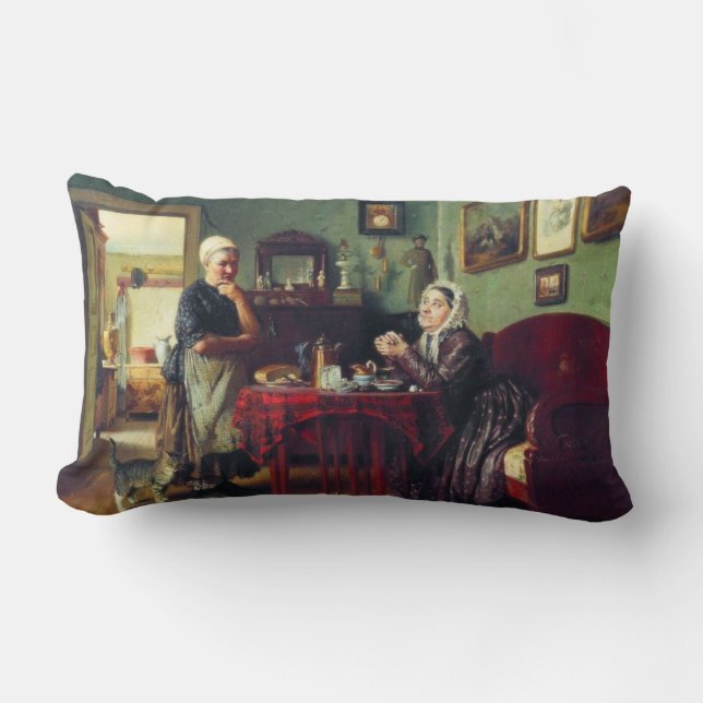 Coussin Rectangle Conversation des ménages (par Konstantin Makovsky) (Recto)