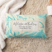 Coussin Rectangle Cool en marbre design en Mariage Turquoise et Crèm (Couverture)