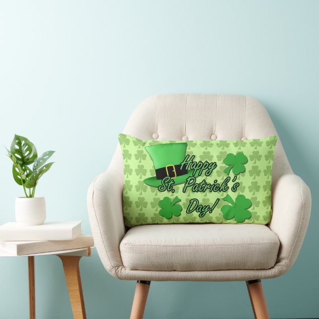Coussin Rectangle Cool Green chapeau haut Shamrocks Patricks Day PLd (Chaise)