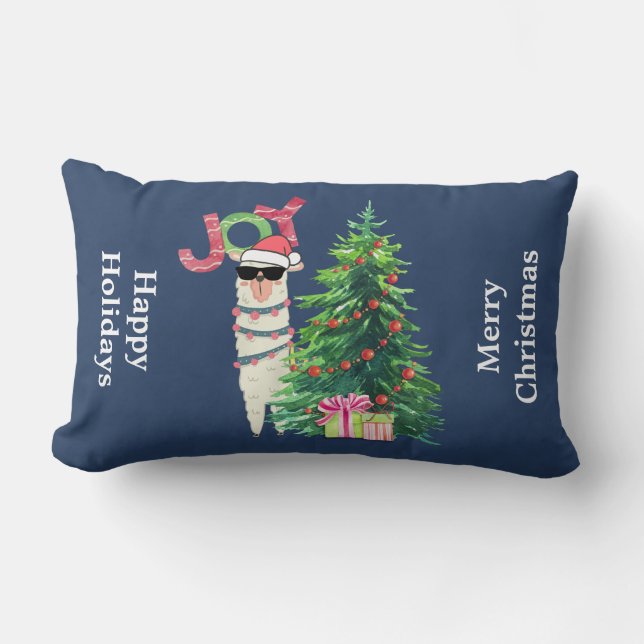 Coussin Rectangle Cool Llama | Arbre de Noël avec présentoirs (Recto)