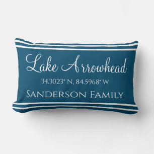 Coussin Rectangle Coordonnées de la carte Blue Your Lake et Family N
