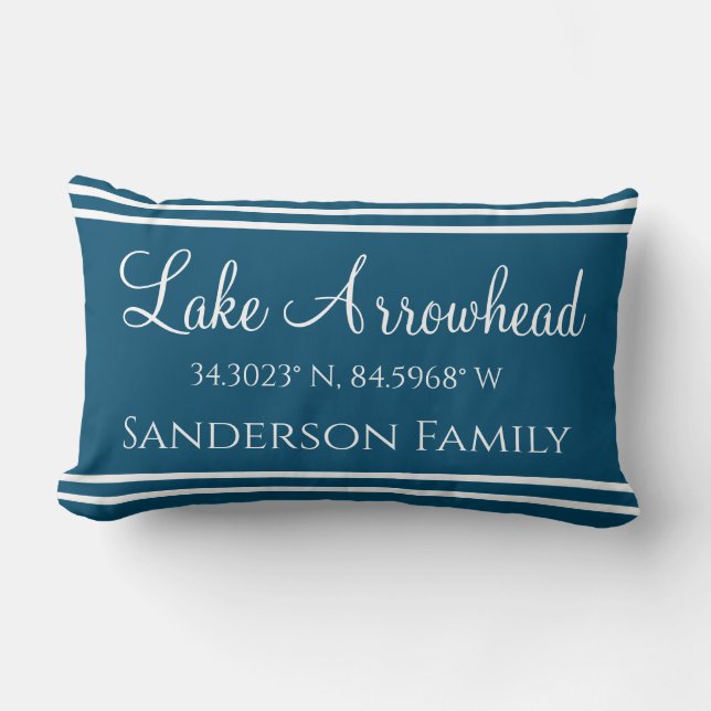 Coussin Rectangle Coordonnées de la carte Blue Your Lake et Family N (Recto)