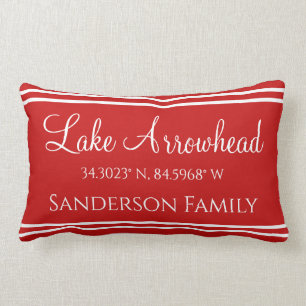 Coussin Rectangle Coordonnées de la carte de Red Lake et du nom de f