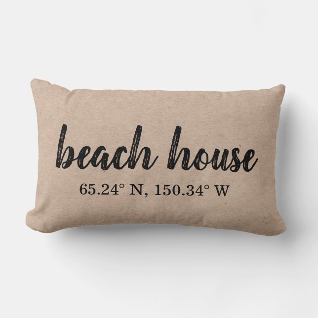 Coussin Rectangle Coordonnées personnalisées Beach House Lumbar Cous (Recto)