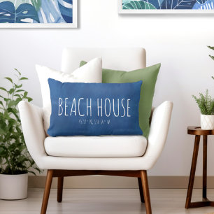 Coussin Rectangle Coordonnées personnalisées Blue Beach House