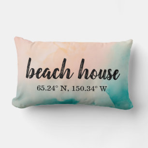 Coussin Rectangle Coordonnées personnalisées de Beach House