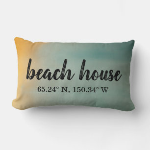 Coussin Rectangle Coordonnées personnalisées de Beach House