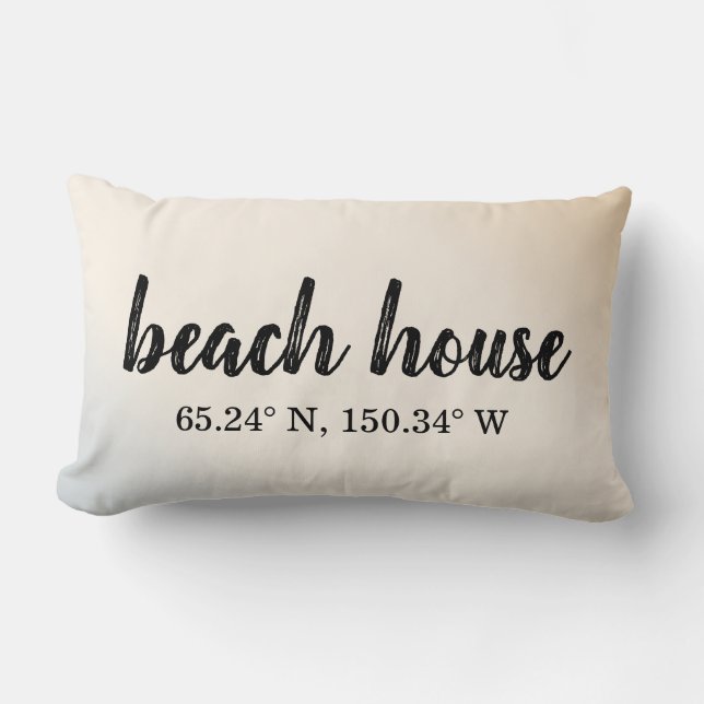 Coussin Rectangle Coordonnées personnalisées de Beach House (Recto)