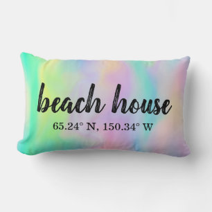 Coussin Rectangle Coordonnées personnalisées de Beach House