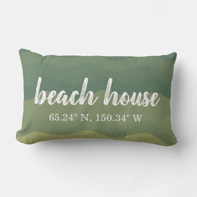 Coussin Rectangle Coordonnées personnalisées de Beach House (Recto)