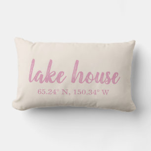 Coussin Rectangle Coordonnées personnalisées de la maison du lac