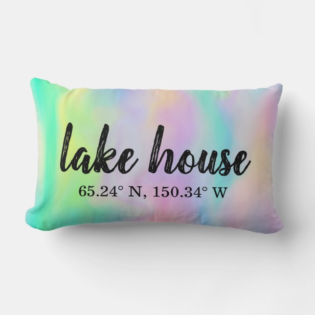 Coussin Rectangle Coordonnées personnalisées Lake House (Recto)