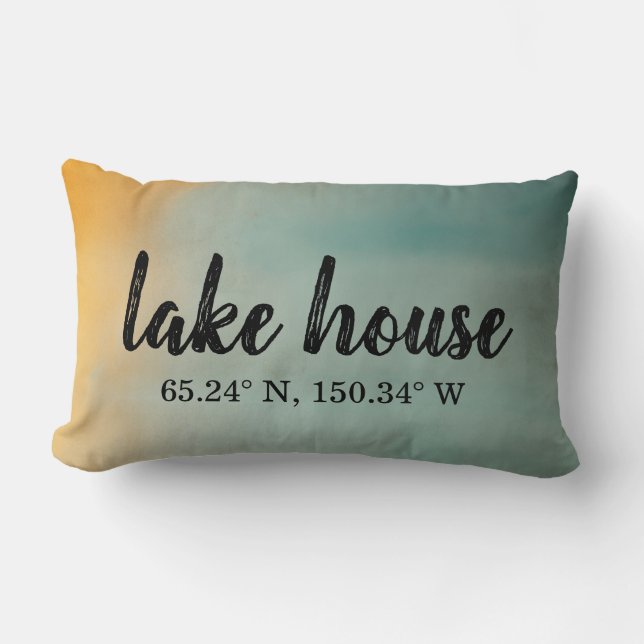 Coussin Rectangle Coordonnées personnalisées Lake House (Recto)