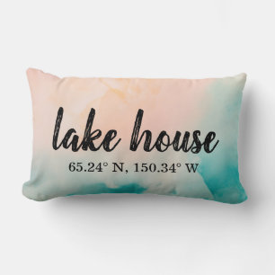 Coussin Rectangle Coordonnées personnalisées Lake House