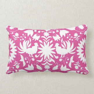 Coussin Rectangle Copie d'Otomi, carreau rose et blanc lumineux de