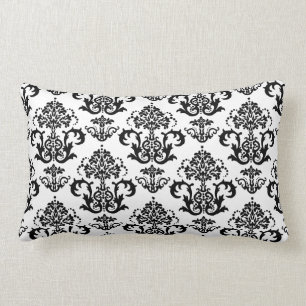Coussin Rectangle Copie noire et blanche classique de papier peint