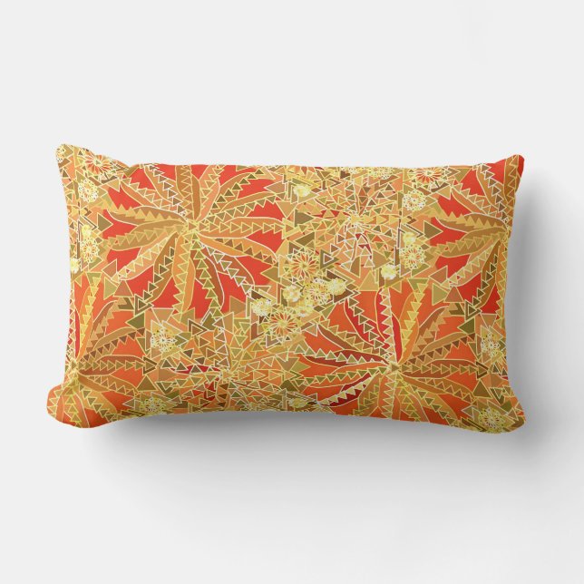 Coussin Rectangle Copie tribale de mandala, or de moutarde et orange (Recto)
