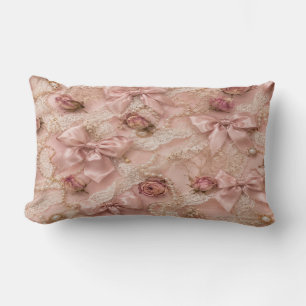 Coussin Rectangle Coquette Lace & Pearls Pillow
