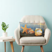 Coussin Rectangle Coquillages marins et étoiles de mer sur la plage (Chaise)
