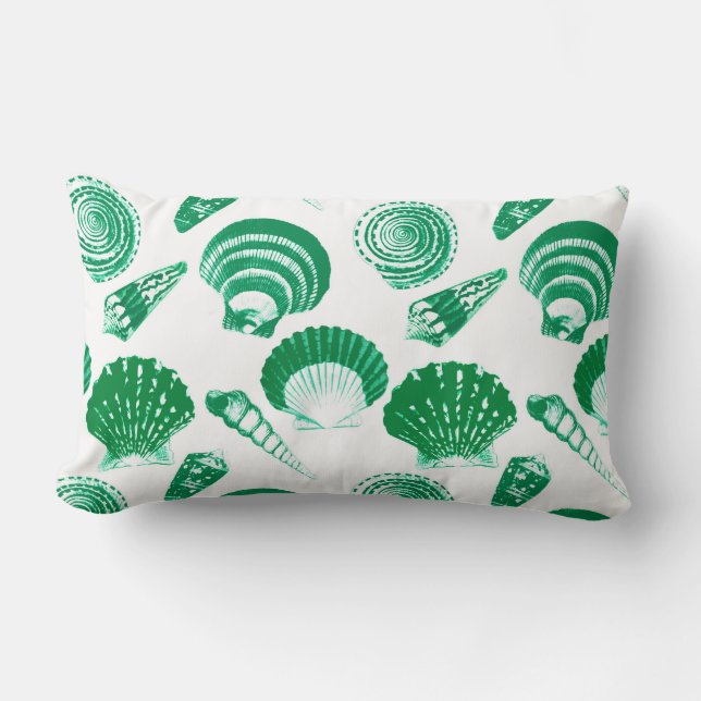 Coussin Rectangle Coquillages - vert émeraude sur un arrière - plan  (Recto)