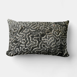 Coussin Rectangle Corail noir et blanc II Photo de nature abstraite