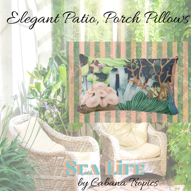 Coussin Rectangle Coraux, coquillages et flore sous-marins (Créateur téléchargé)